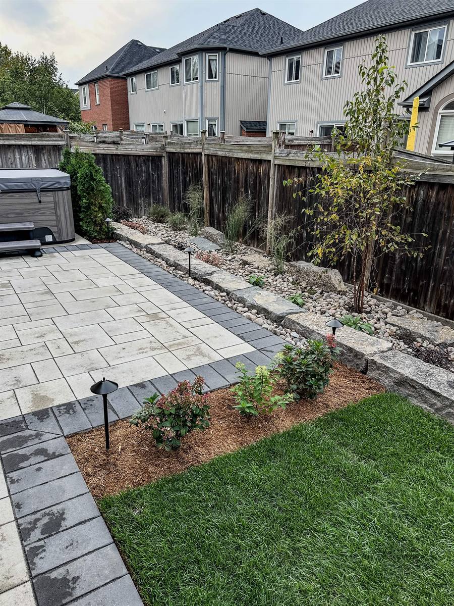 New patio, sod and garden beds