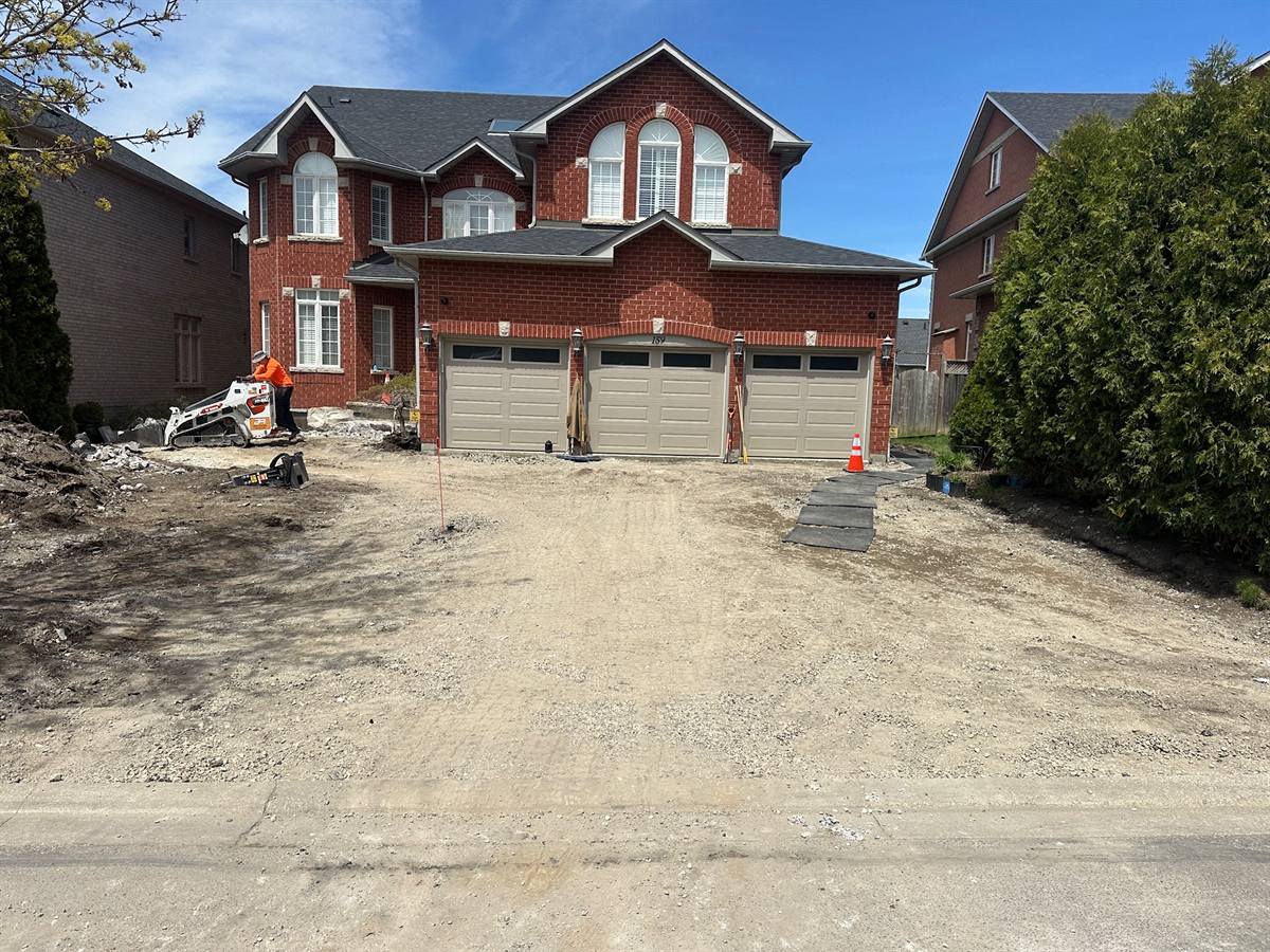 Driveway excavated down to the base