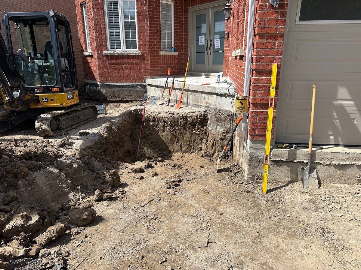 Front steps dug out during the rebuild