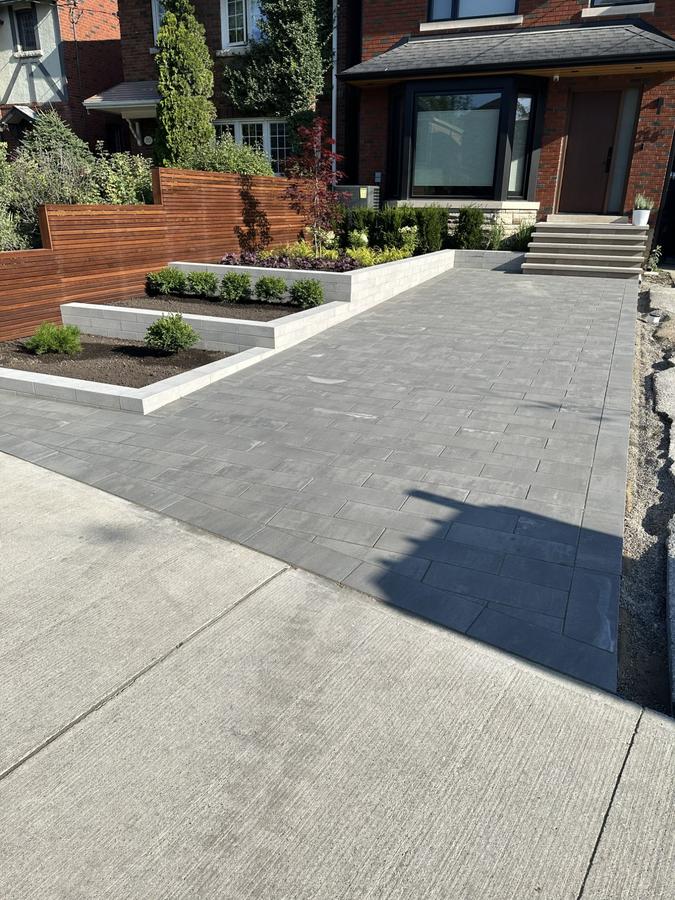 Interlocking driveway with raised planters in the GTA
