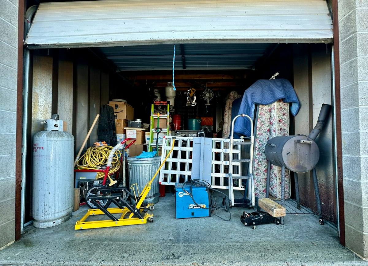 Cluttered garage ready for a cleanout