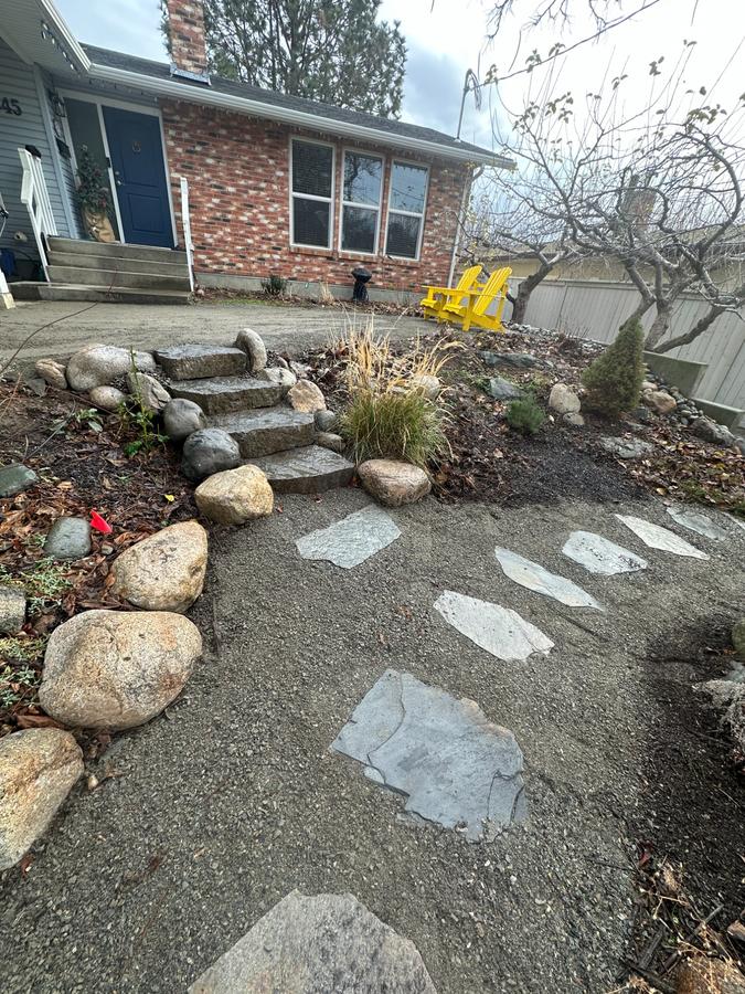 Natural flagstone pathway with steps